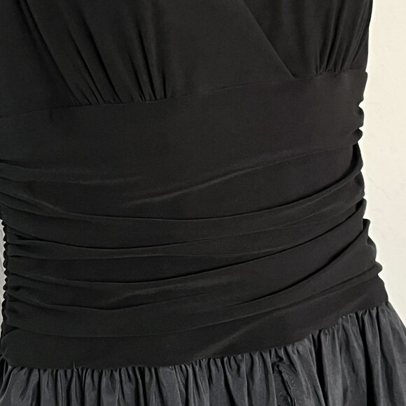 Jessica Howard Evening Midi Event Dress 6P Ruched Ribbon Rosettes Wimsigoth - Picture 4 of 11